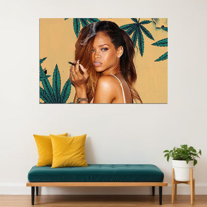 Rihanna Singer Smoking Weed Picture Poster Wall Art Print Home Wall Decor