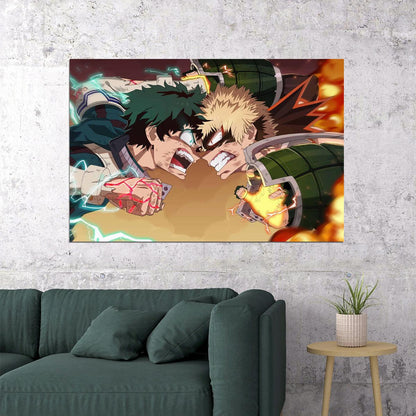 My Hero Academia Animation Midoriya Vs Bakugou Poster Wall Art Print Home Wall Decor - xonomax