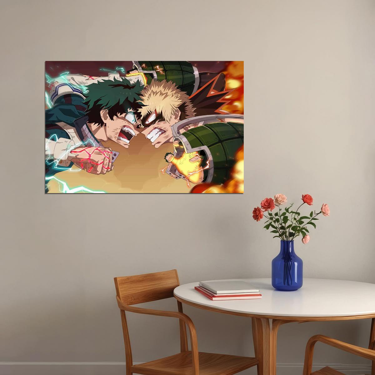 My Hero Academia Animation Midoriya Vs Bakugou Poster Wall Art Print Home Wall Decor - xonomax