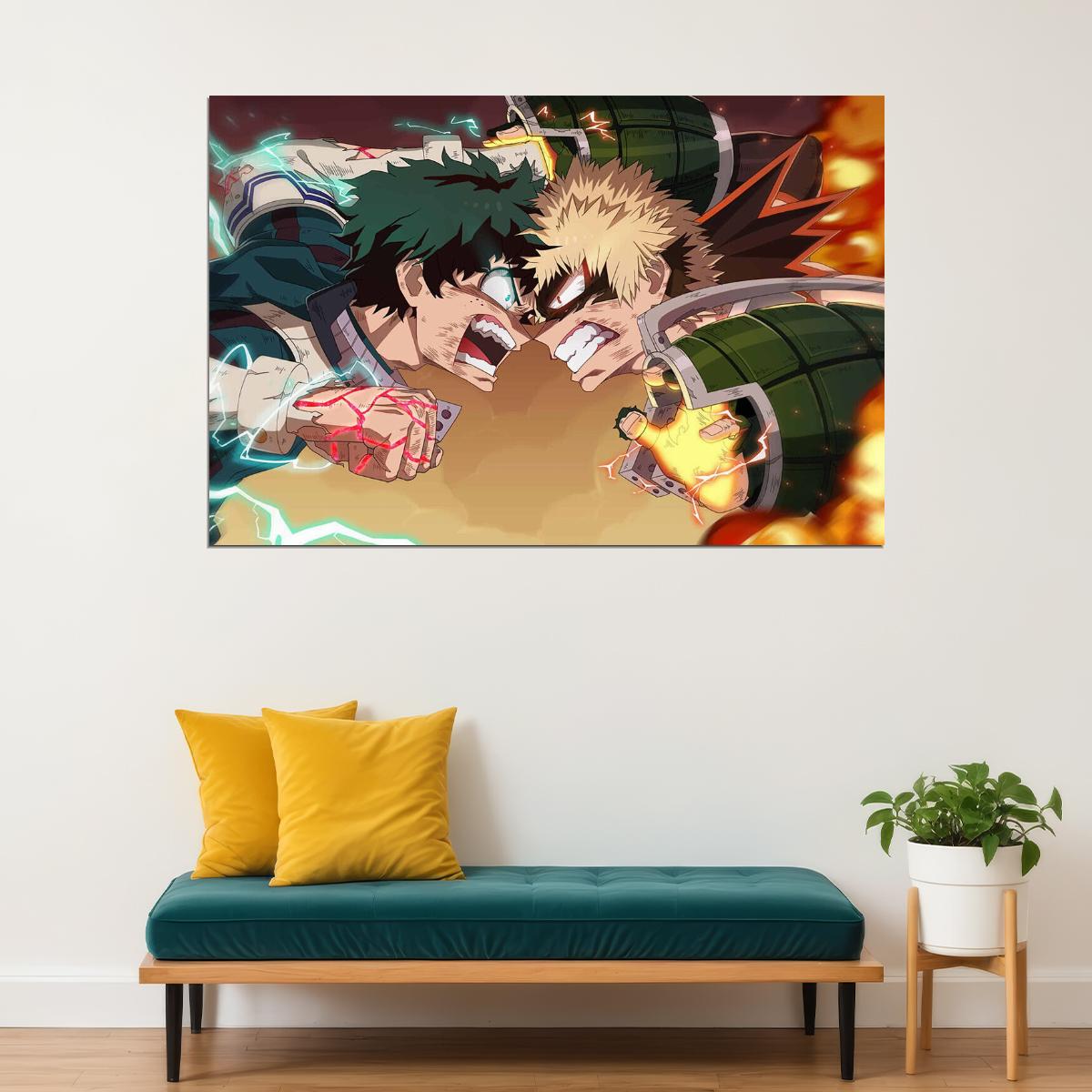 My Hero Academia Animation Midoriya Vs Bakugou Poster Wall Art Print Home Wall Decor - xonomax