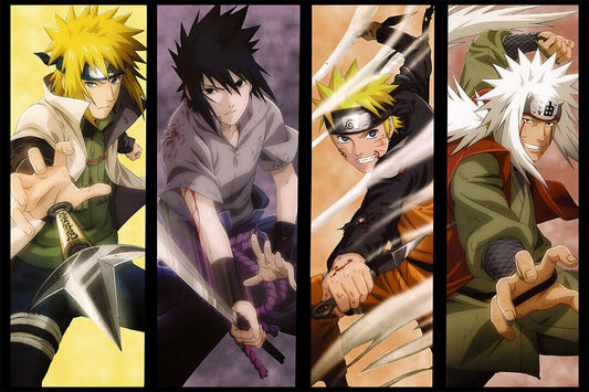 Sasuke Minato Jiraiya Naruto Characters Collage Poster Wall Art Print Home Wall Decor - xonomax