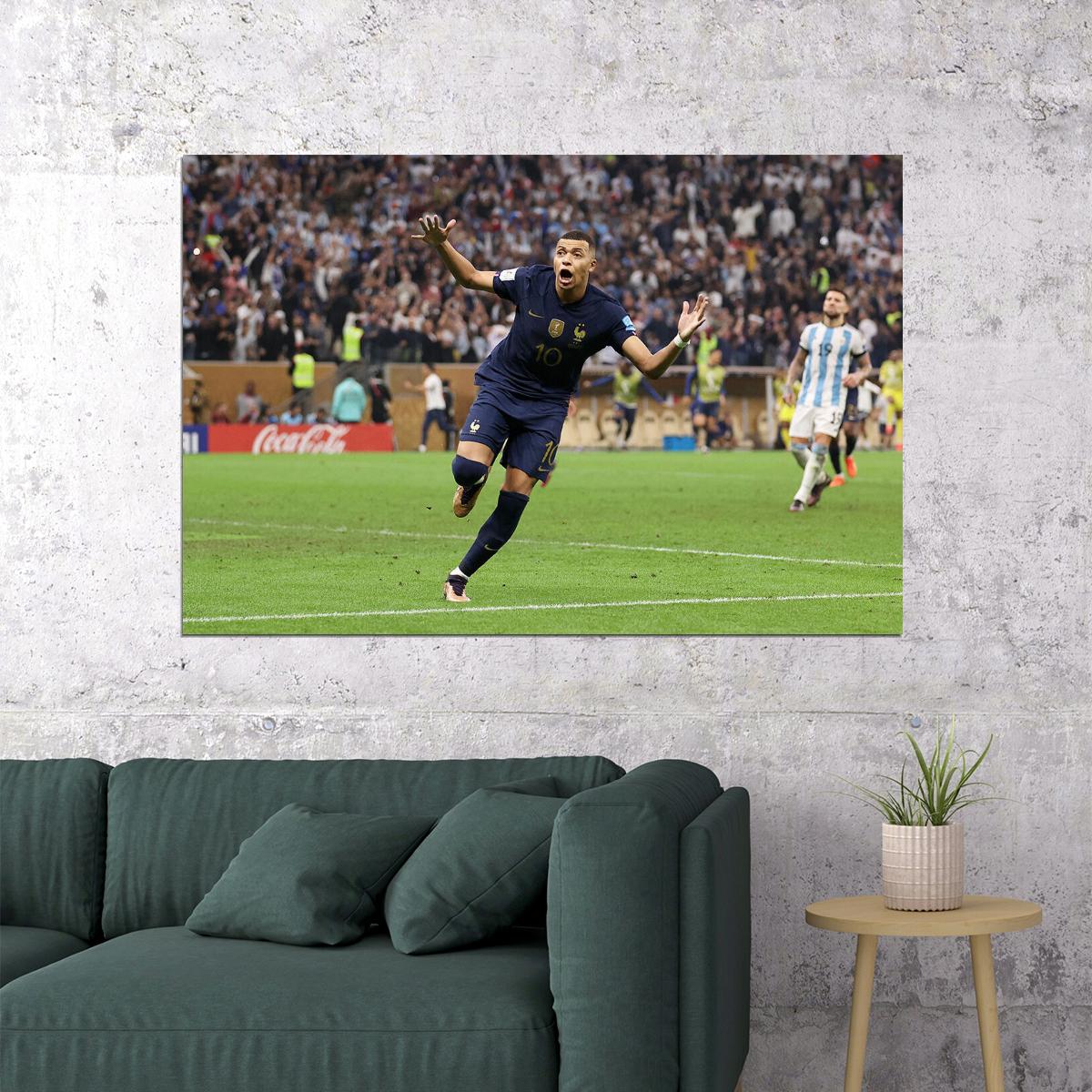 Kylian Mbappe Goal Celebration France Football World Soccer Poster Wall Art Print Home Wall Decor - xonomax