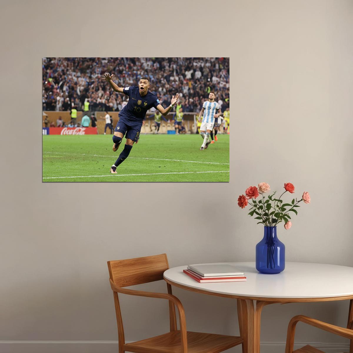 Kylian Mbappe Goal Celebration France Football World Soccer Poster Wall Art Print Home Wall Decor - xonomax