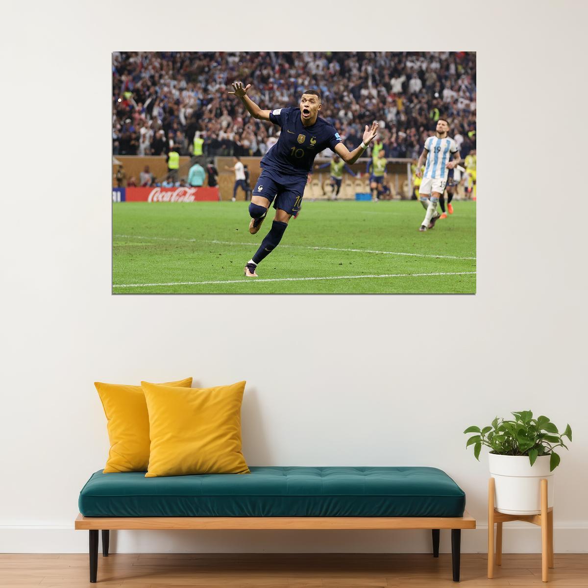 Kylian Mbappe Goal Celebration France Football World Soccer Poster Wall Art Print Home Wall Decor - xonomax