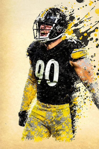 Pittsburgh Steelers T.j. Watt American Football Outfielder Poster Wall Art Print Home Wall Decor - xonomax
