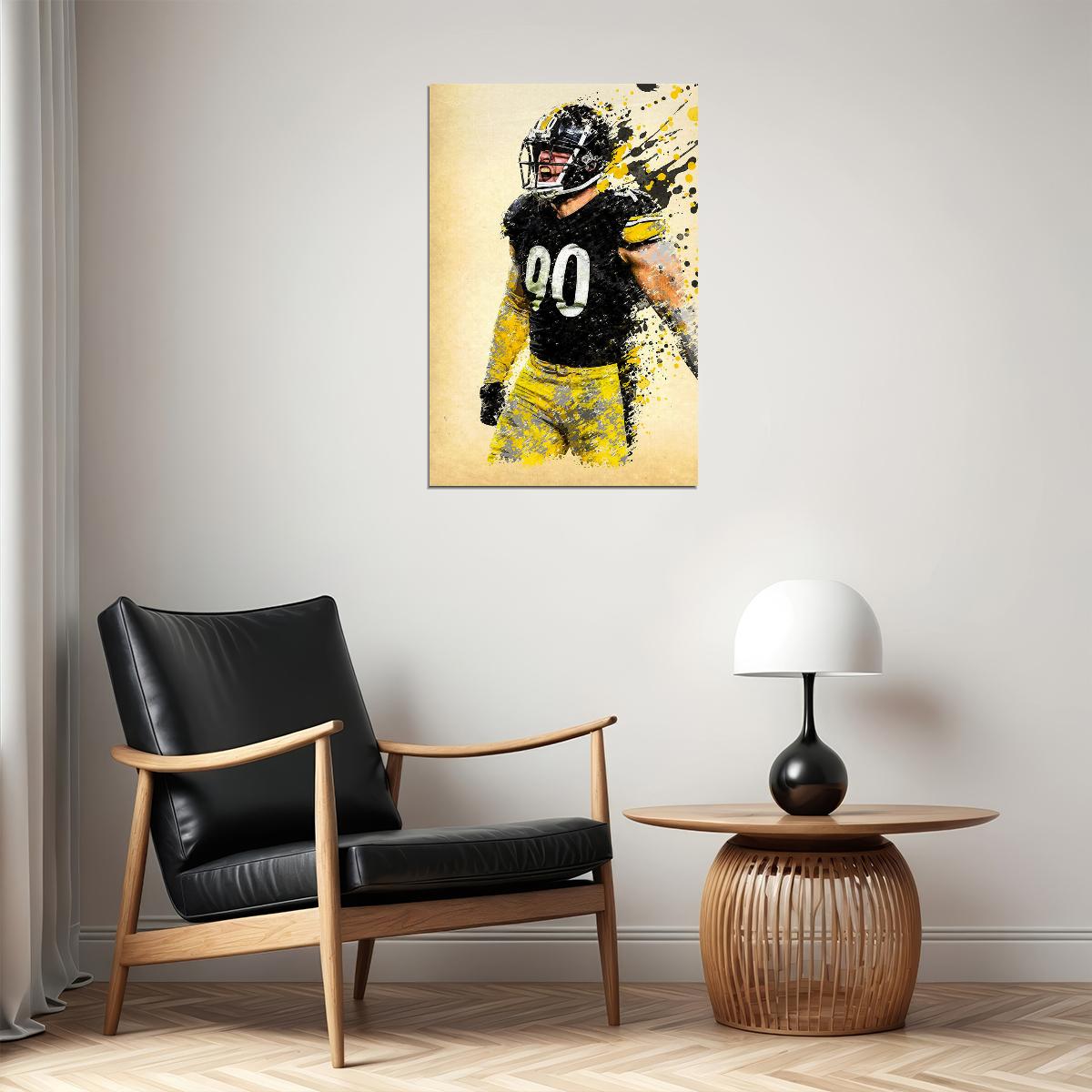 Pittsburgh Steelers T.j. Watt American Football Outfielder Poster Wall Art Print Home Wall Decor - xonomax