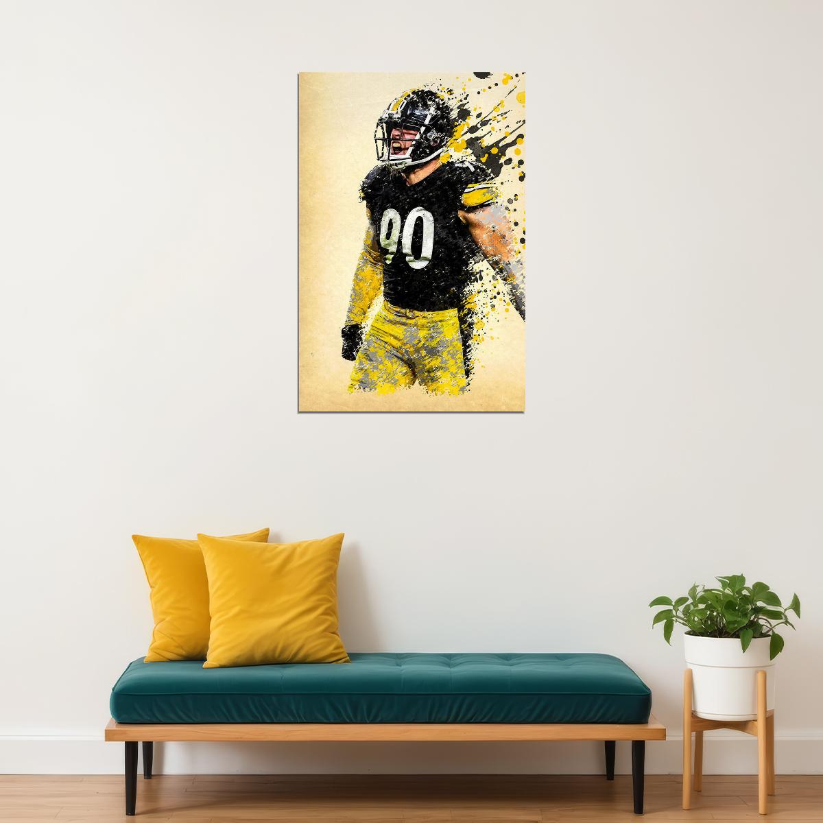 Pittsburgh Steelers T.j. Watt American Football Outfielder Poster Wall Art Print Home Wall Decor - xonomax