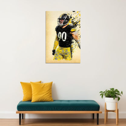 Pittsburgh Steelers T.j. Watt American Football Outfielder Poster Wall Art Print Home Wall Decor - xonomax