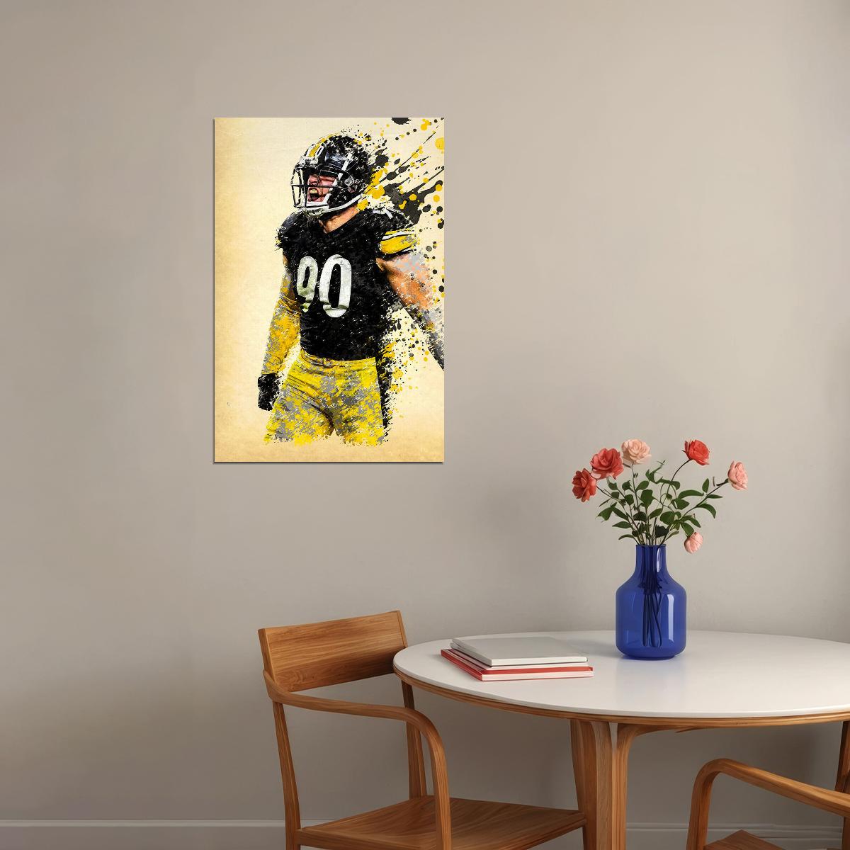 Pittsburgh Steelers T.j. Watt American Football Outfielder Poster Wall Art Print Home Wall Decor - xonomax