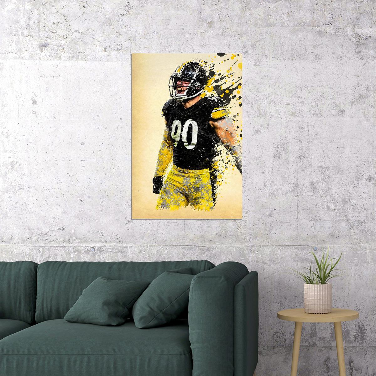 Pittsburgh Steelers T.j. Watt American Football Outfielder Poster Wall Art Print Home Wall Decor - xonomax