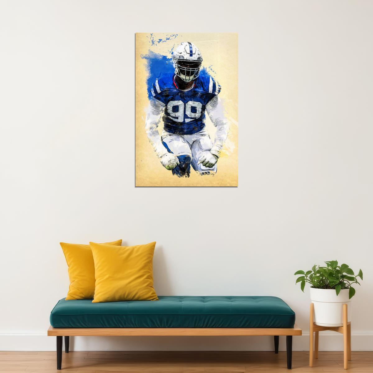 Indianapolis Colts Deforest Buckner American Footballer Poster Wall Art Print Home Wall Decor - xonomax