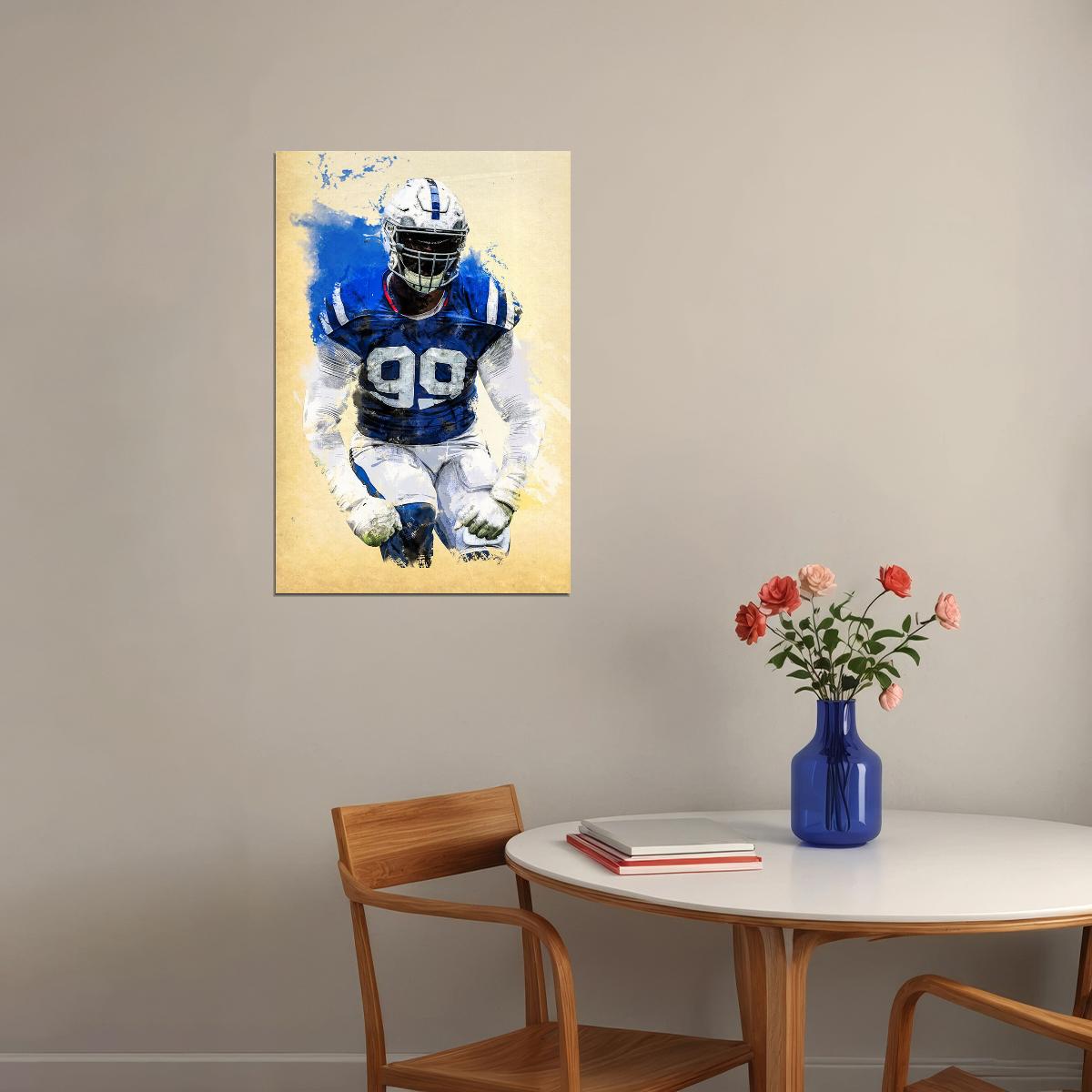 Indianapolis Colts Deforest Buckner American Footballer Poster Wall Art Print Home Wall Decor - xonomax