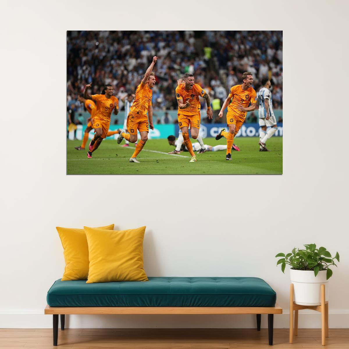 Wout Weghorst Goal Celebration Netherlands World Cup Poster Wall Art Print Home Wall Decor - xonomax