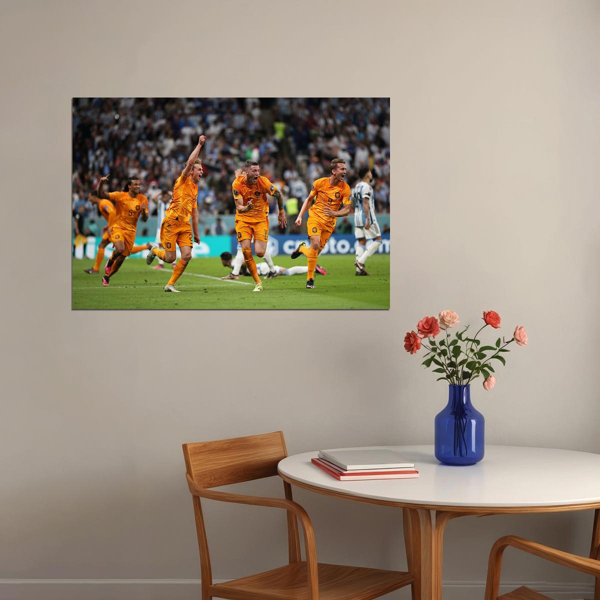 Wout Weghorst Goal Celebration Netherlands World Cup Poster Wall Art Print Home Wall Decor - xonomax