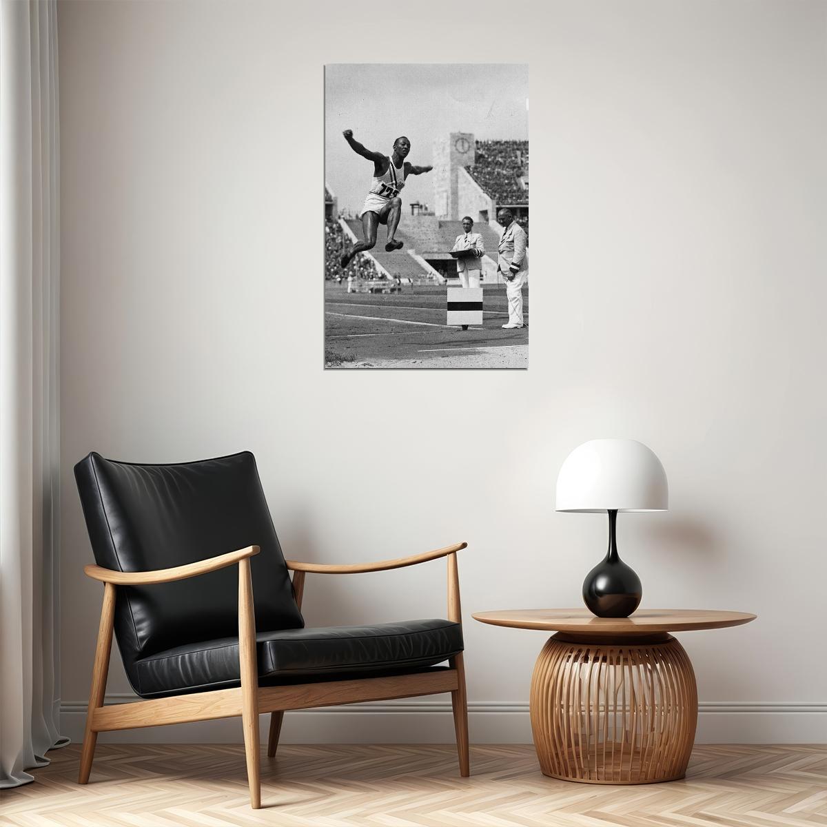 1936 Jesse Owens Sports Long Jump Poster Wall Art Print Home Wall Decor - xonomax