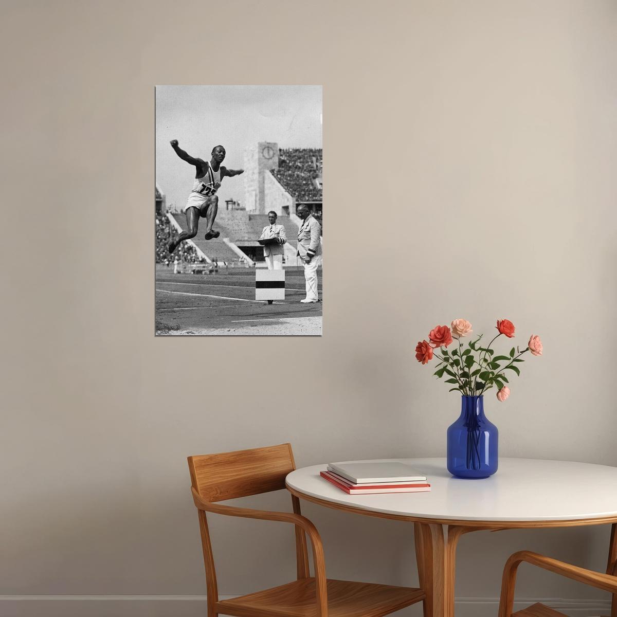 1936 Jesse Owens Sports Long Jump Poster Wall Art Print Home Wall Decor - xonomax