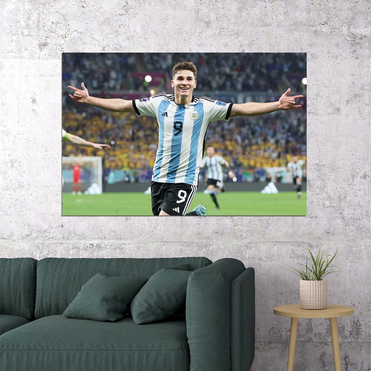 Julian Alvarez Argentina National Team World Cup Poster Wall Art Print Home Wall Decor - xonomax