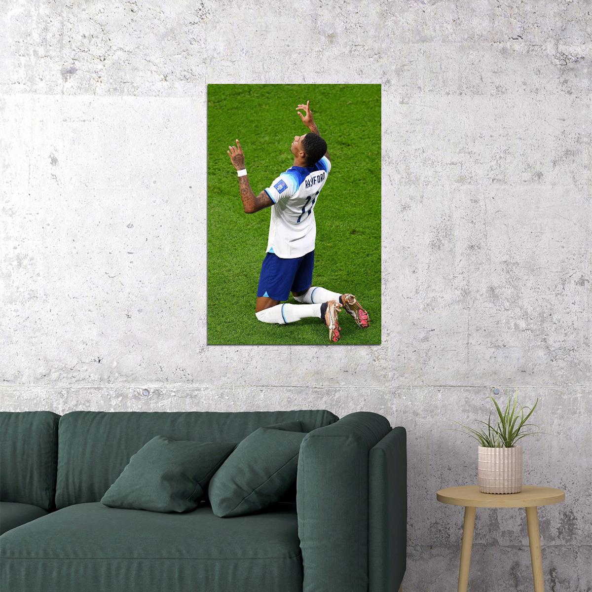 Marcus Rashford Goal Celebration England World Cup Poster Wall Art Print Home Wall Decor - xonomax