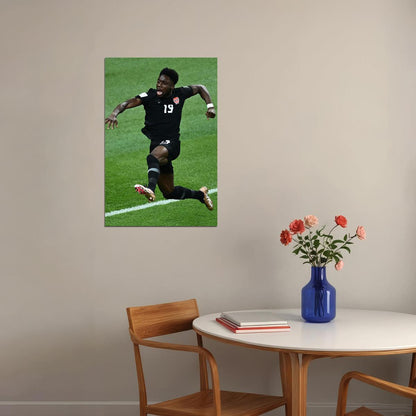 Alphonso Davies Canada Goal Celebration World Cup Poster Wall Art Print Home Wall Decor - xonomax