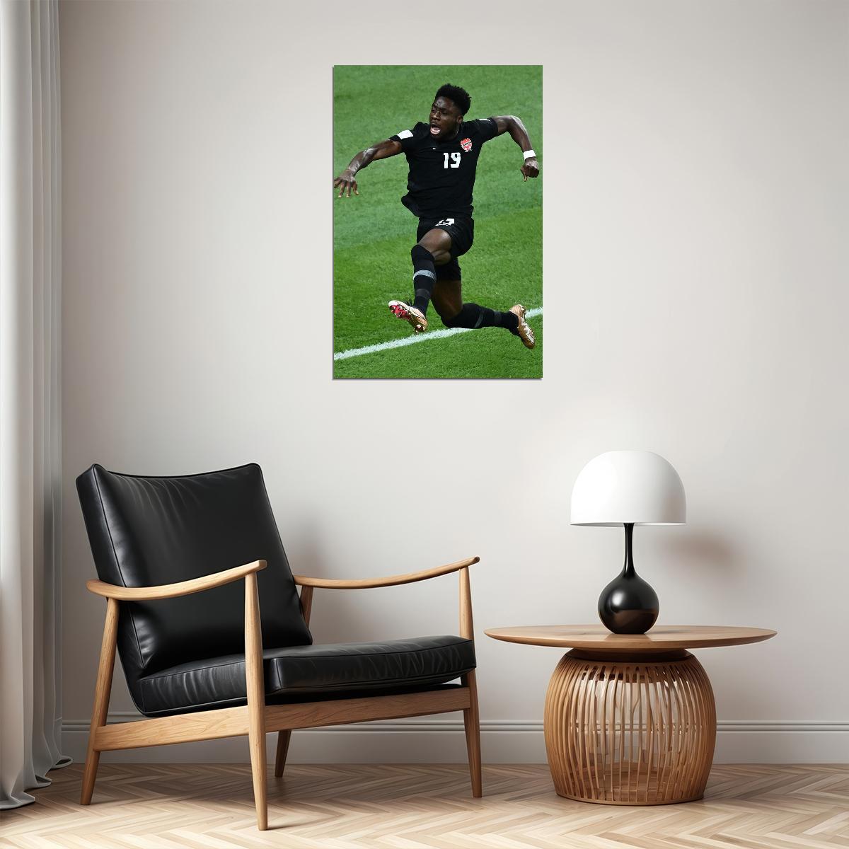 Alphonso Davies Canada Goal Celebration World Cup Poster Wall Art Print Home Wall Decor - xonomax
