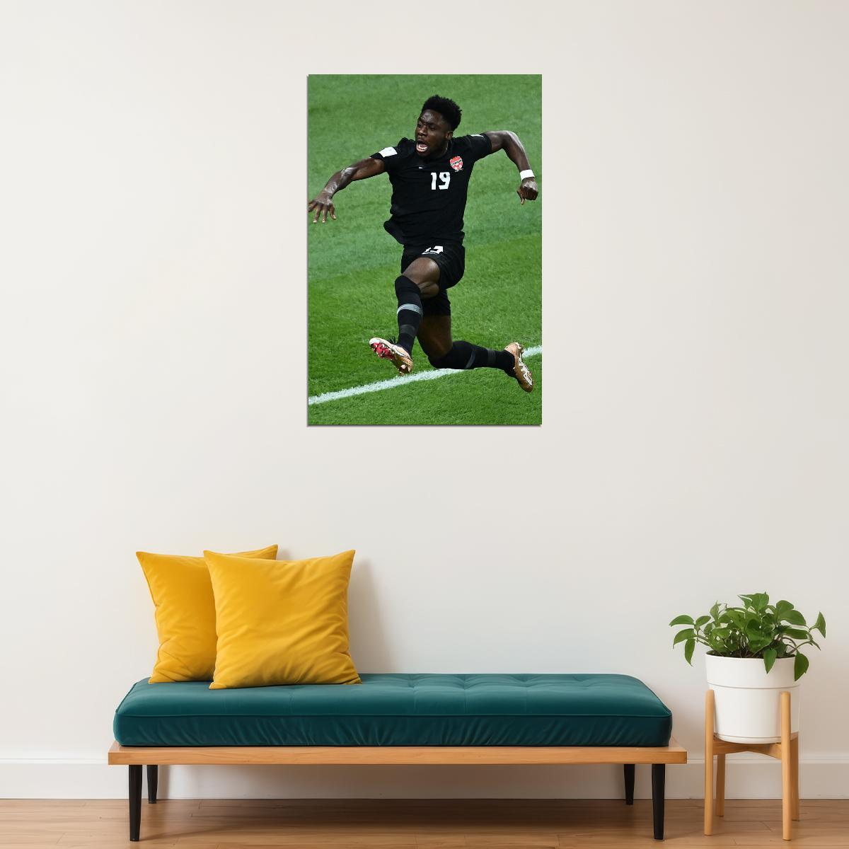 Alphonso Davies Canada Goal Celebration World Cup Poster Wall Art Print Home Wall Decor - xonomax