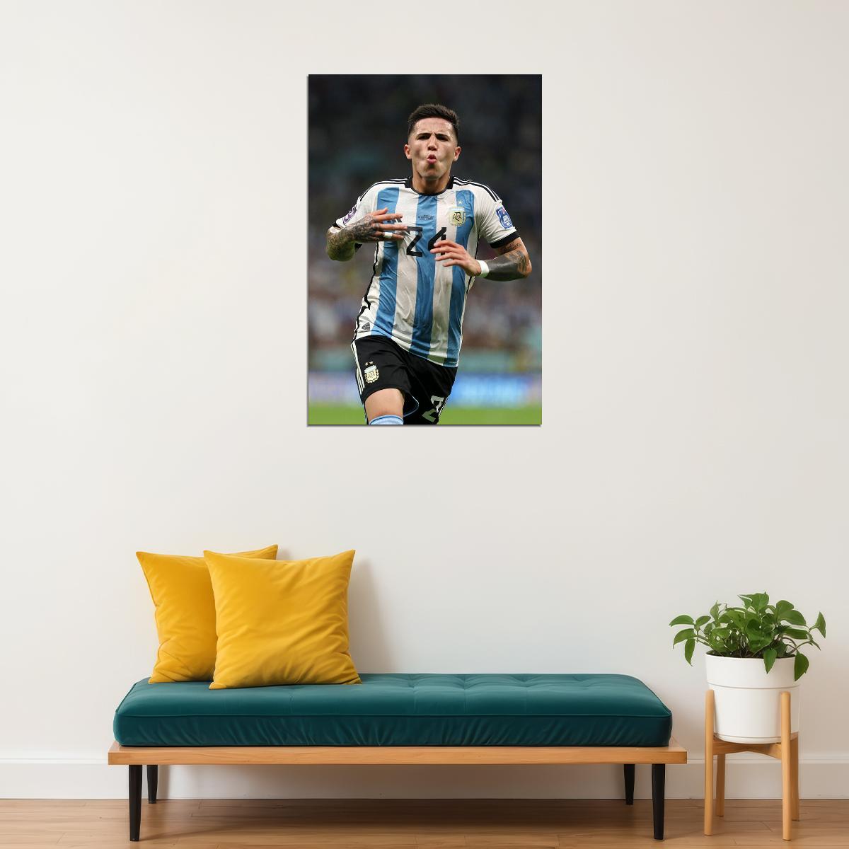 Enzo Fernandez Argentina National Team Football Poster Wall Art Print Home Wall Decor - xonomax
