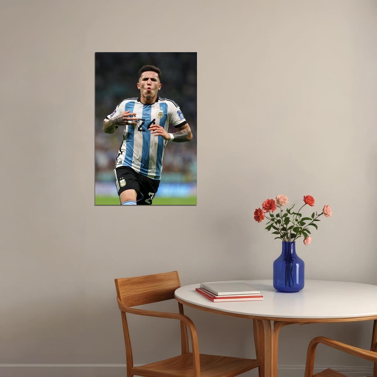 Enzo Fernandez Argentina National Team Football Poster Wall Art Print Home Wall Decor - xonomax