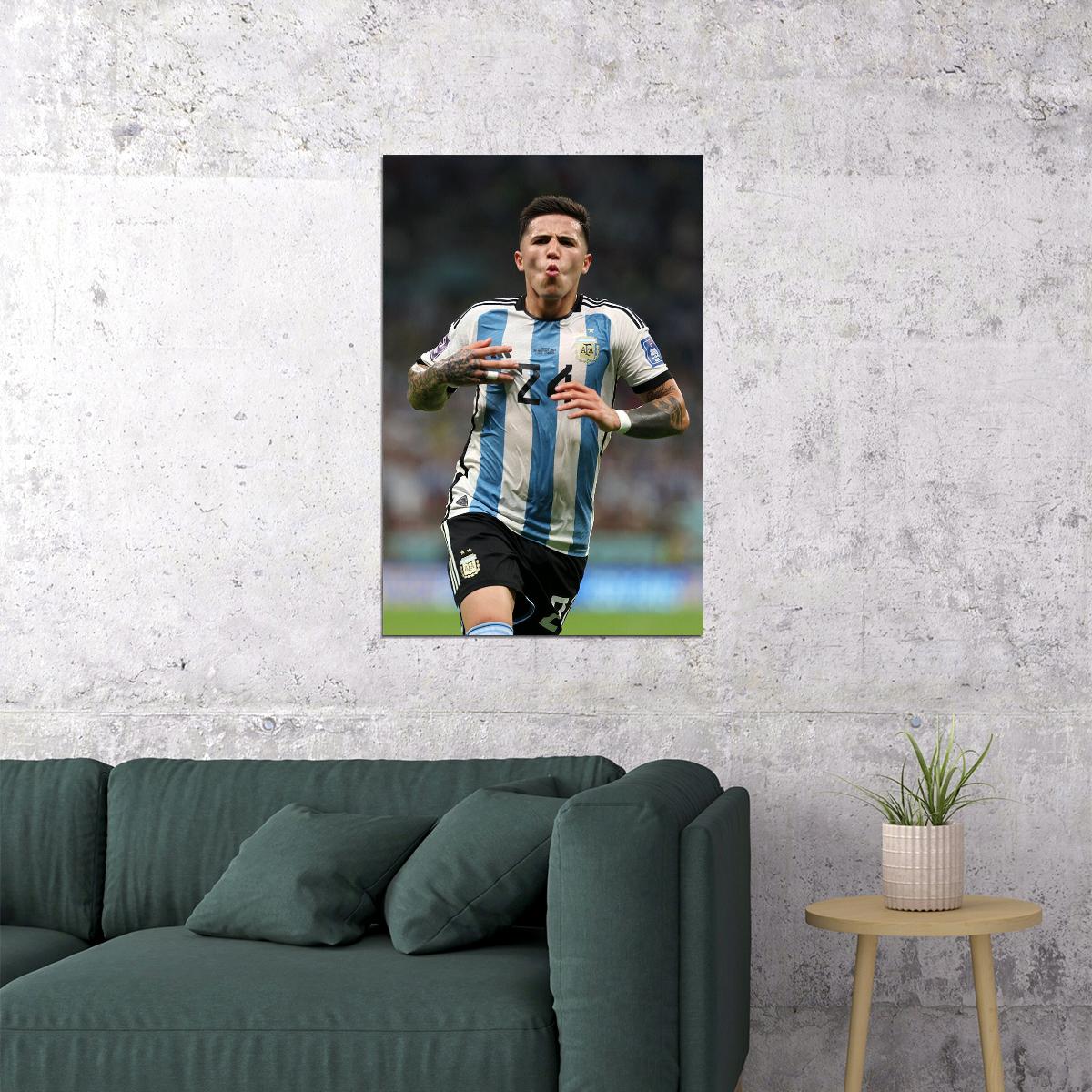 Enzo Fernandez Argentina National Team Football Poster Wall Art Print Home Wall Decor - xonomax