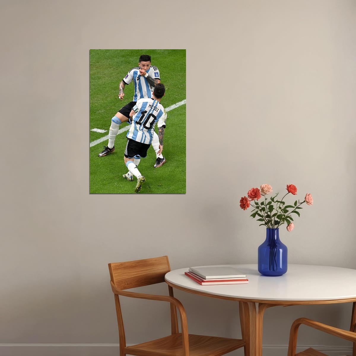 Enzo Fernandez Lionel Messi Argentina National Team Poster Wall Art Print Home Wall Decor - xonomax