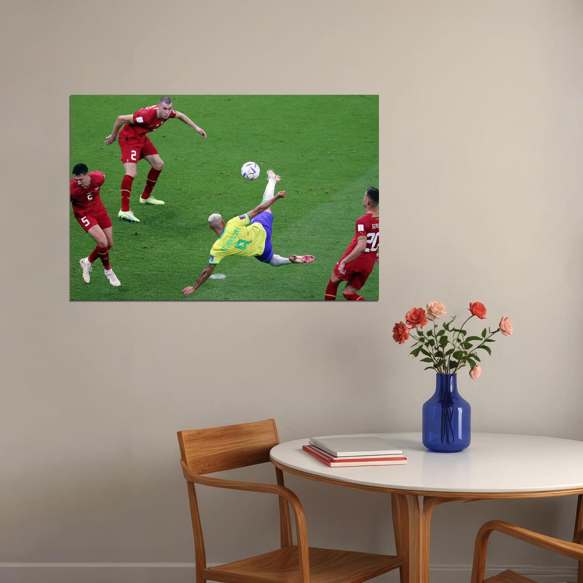 Richarlison Goal Brazil National Team World Cup Poster Wall Art Print Home Wall Decor - xonomax