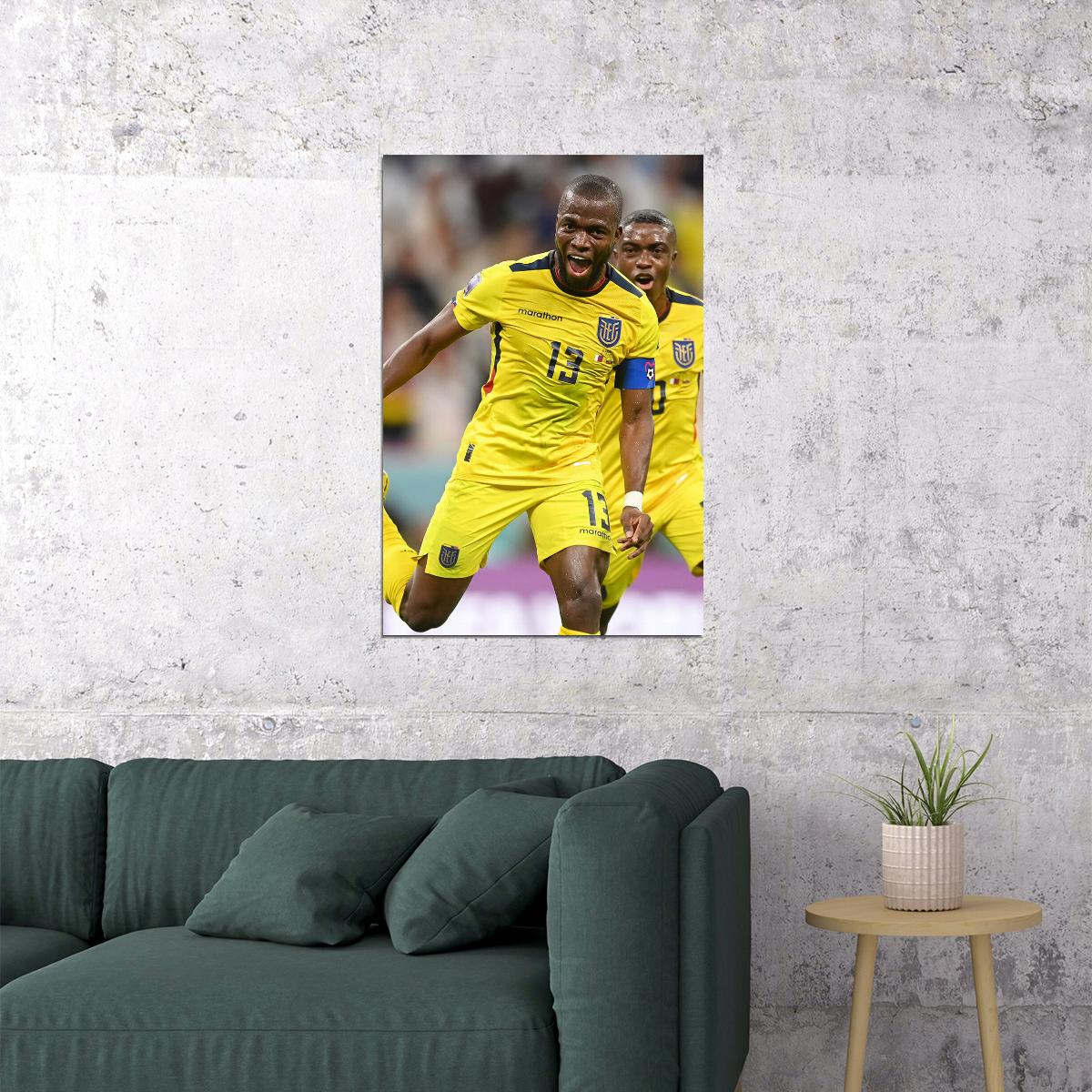 World Soccer Fans 2022 Ecuador Goal Enner Valencia Poster Wall Art Print Home Wall Decor - xonomax