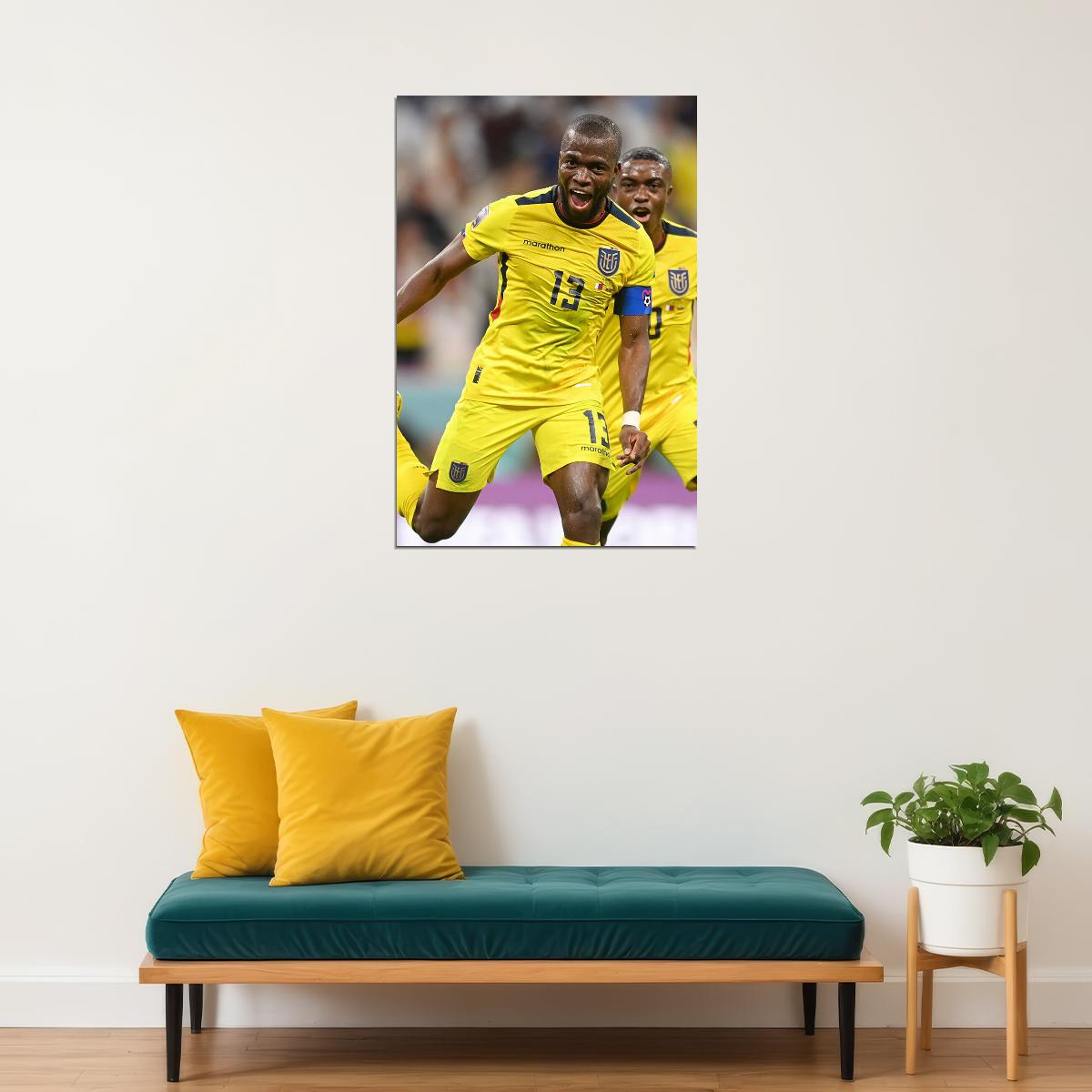 World Soccer Fans 2022 Ecuador Goal Enner Valencia Poster Wall Art Print Home Wall Decor - xonomax