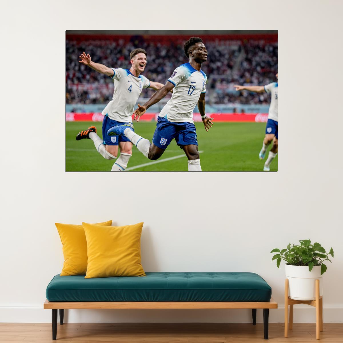 Bukayo Saka England National Football Team World Cup Poster Wall Art Print Home Wall Decor - xonomax