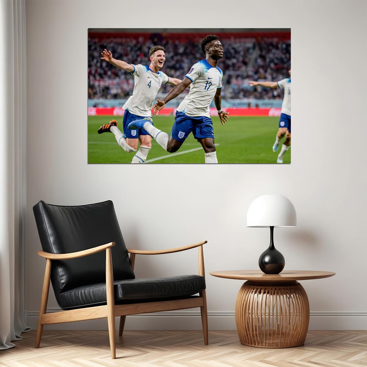 Bukayo Saka England National Football Team World Cup Poster Wall Art Print Home Wall Decor - xonomax