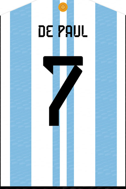 Argentina #7 Rodrigo De Paul World Soccer Championship Poster Wall Art Print Home Wall Decor - xonomax
