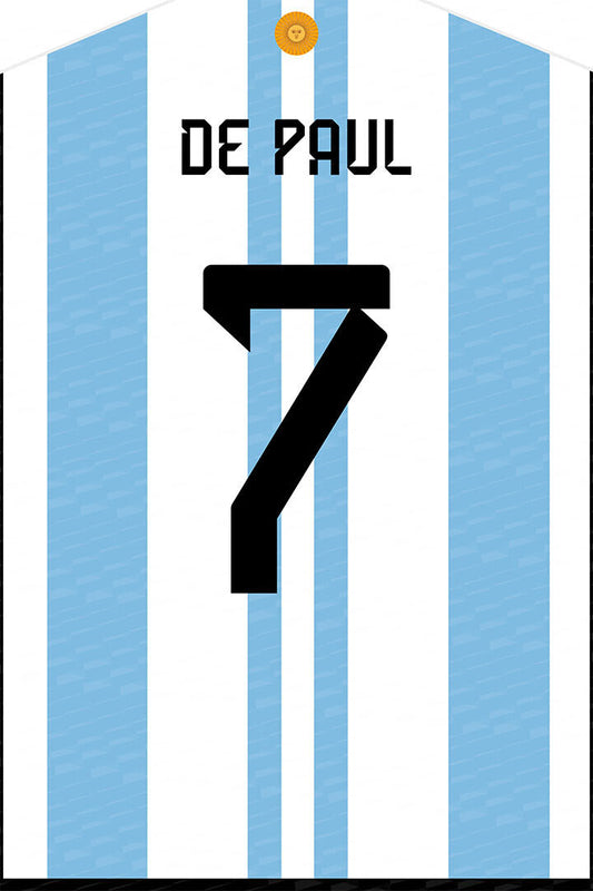 Argentina #7 Rodrigo De Paul World Soccer Championship Poster Wall Art Print Home Wall Decor - xonomax