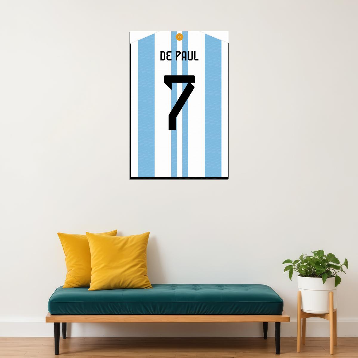 Argentina #7 Rodrigo De Paul World Soccer Championship Poster Wall Art Print Home Wall Decor - xonomax