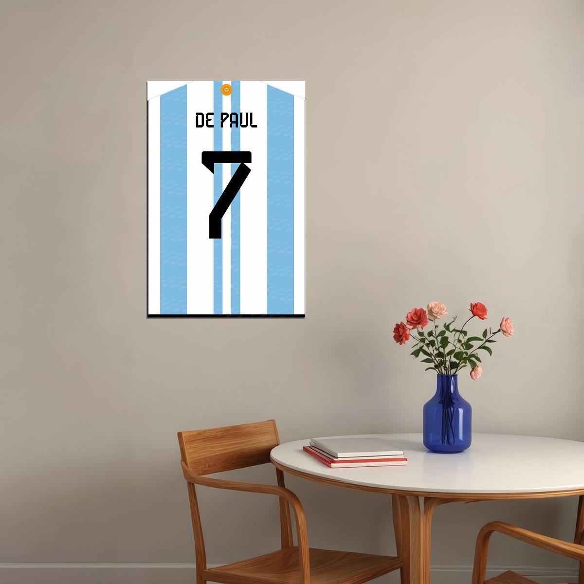 Argentina #7 Rodrigo De Paul World Soccer Championship Poster Wall Art Print Home Wall Decor - xonomax