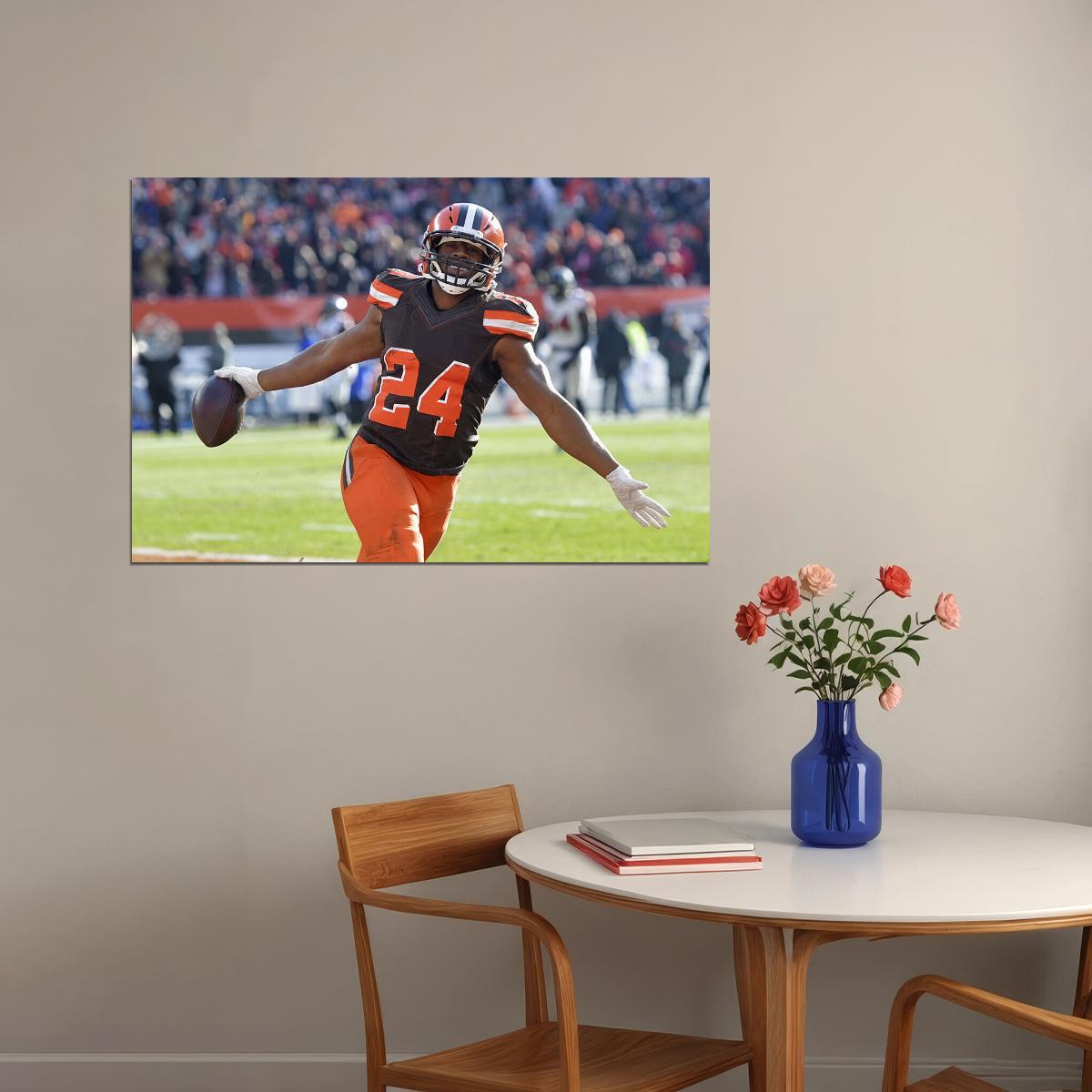 Cleveland Browns American Football Player 24 Nick Chubb Poster Wall Art Print Home Wall Decor - xonomax