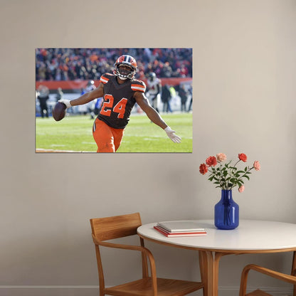 Cleveland Browns American Football Player 24 Nick Chubb Poster Wall Art Print Home Wall Decor - xonomax