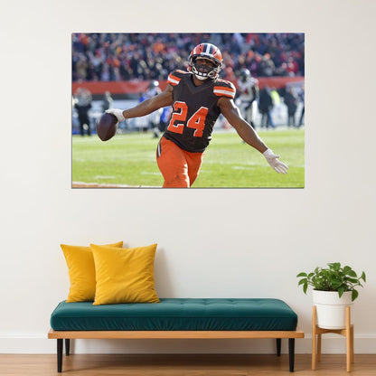 Cleveland Browns American Football Player 24 Nick Chubb Poster Wall Art Print Home Wall Decor - xonomax