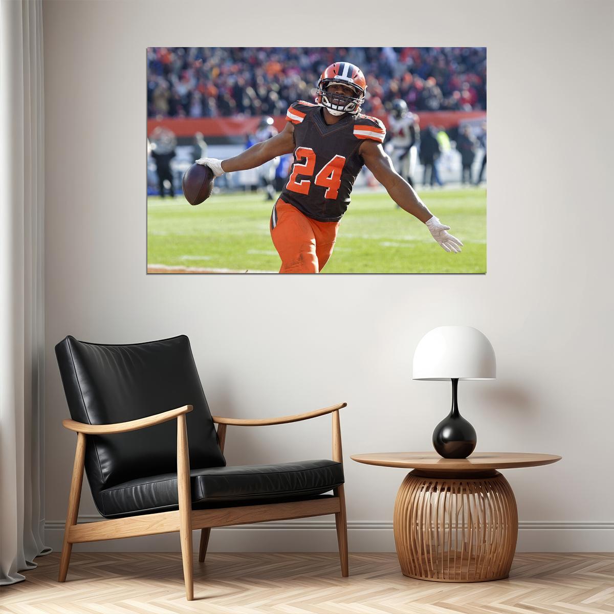 Cleveland Browns American Football Player 24 Nick Chubb Poster Wall Art Print Home Wall Decor - xonomax
