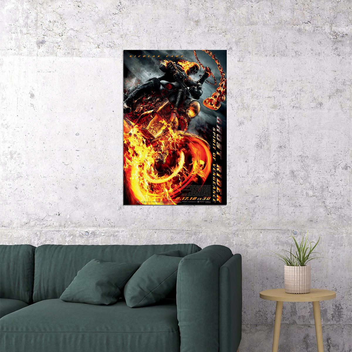 Ghost Rider Movie Vengeance Flame Action Thriller Poster Wall Art Print Home Wall Decor - xonomax
