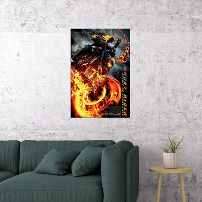 Ghost Rider Movie Vengeance Flame Action Thriller Poster Wall Art Print Home Wall Decor - xonomax