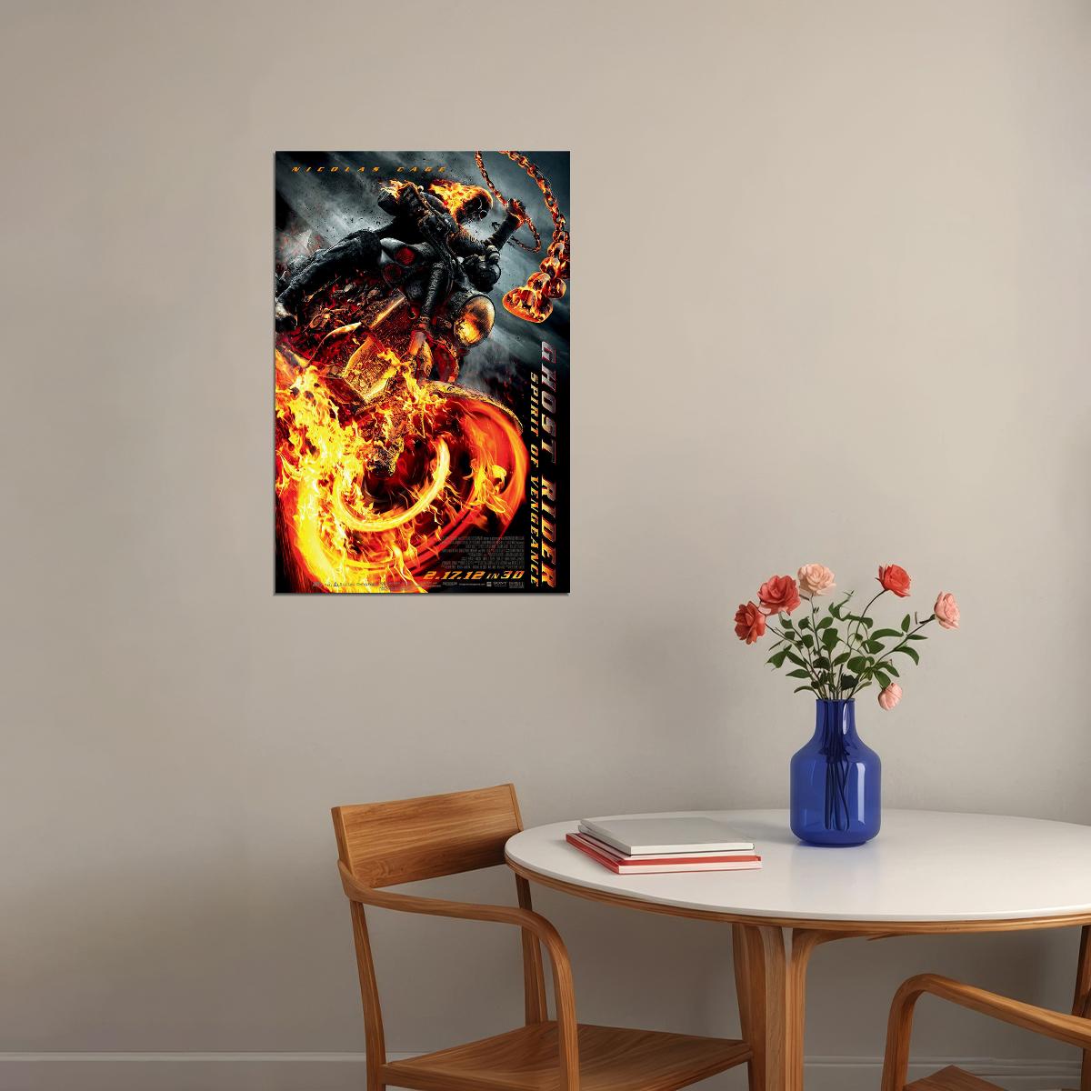 Ghost Rider Movie Vengeance Flame Action Thriller Poster Wall Art Print Home Wall Decor - xonomax