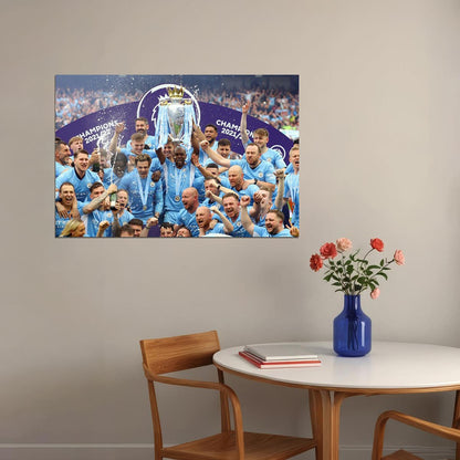 Manchester Team League Champions 2021/22 Poster Wall Art Print Home Wall Decor - xonomax