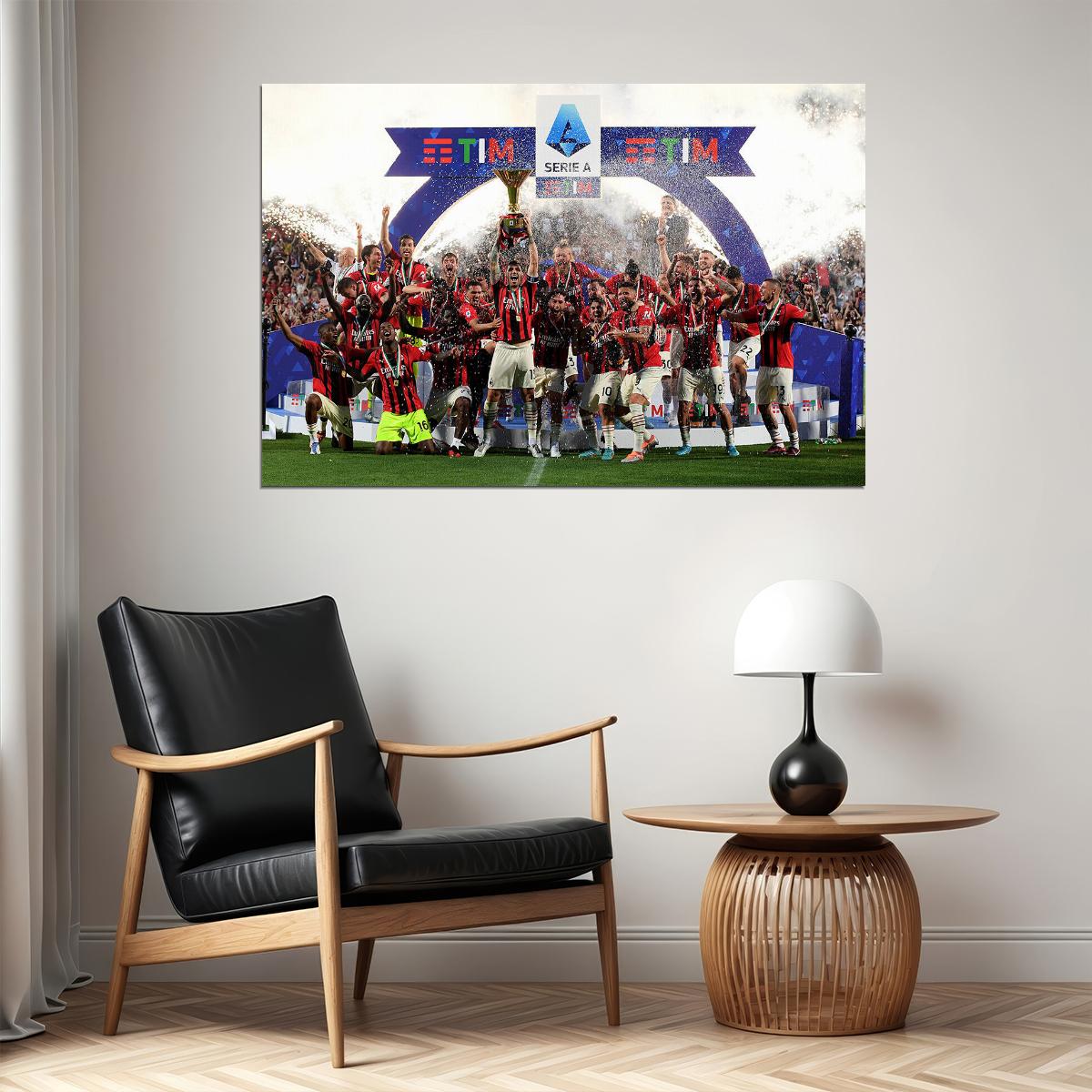 Milan 2021/22 Serie A Champions Football Poster Wall Art Print Home Wall Decor - xonomax
