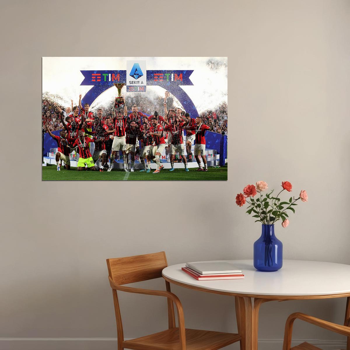 Milan 2021/22 Serie A Champions Football Poster Wall Art Print Home Wall Decor - xonomax