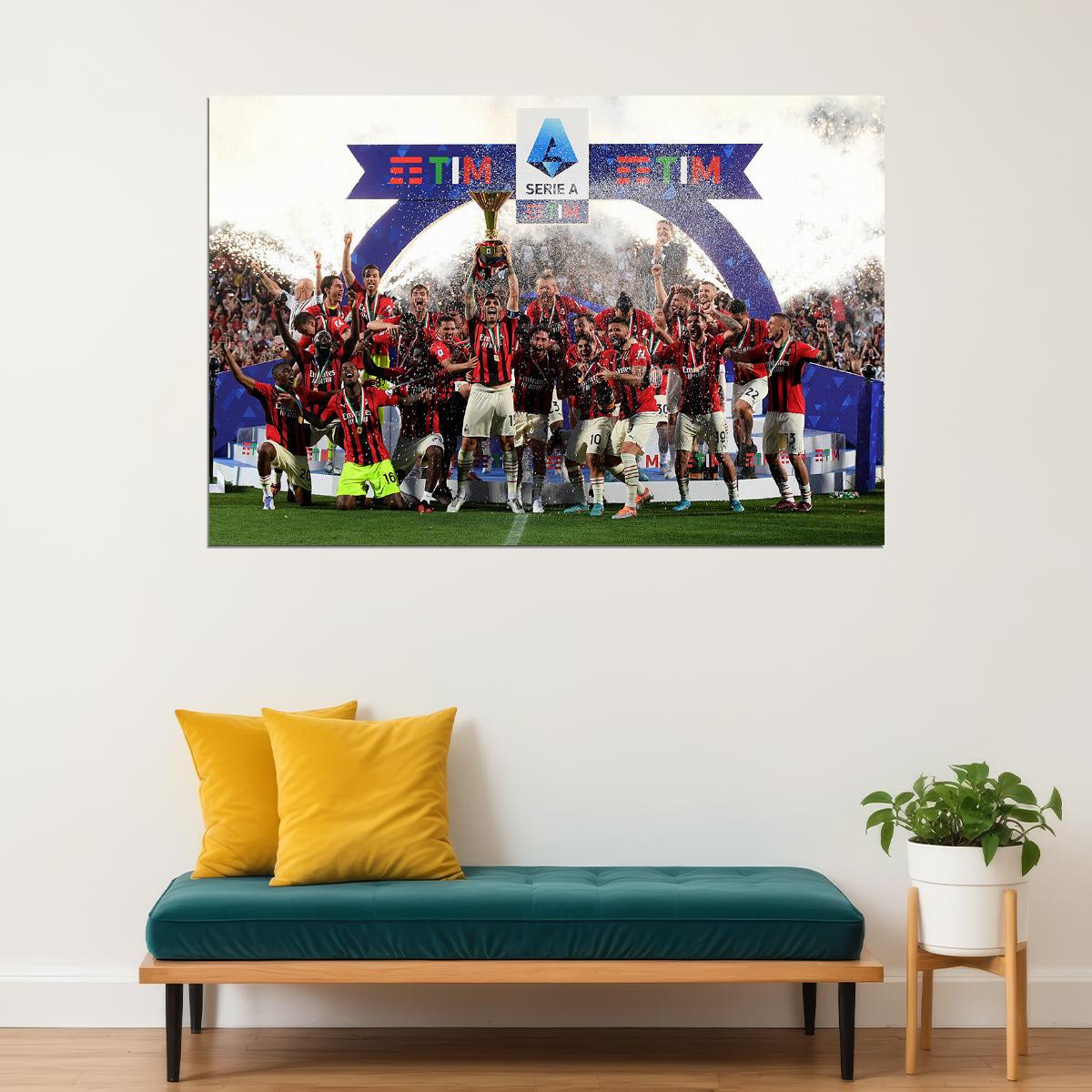 Milan 2021/22 Serie A Champions Football Poster Wall Art Print Home Wall Decor - xonomax