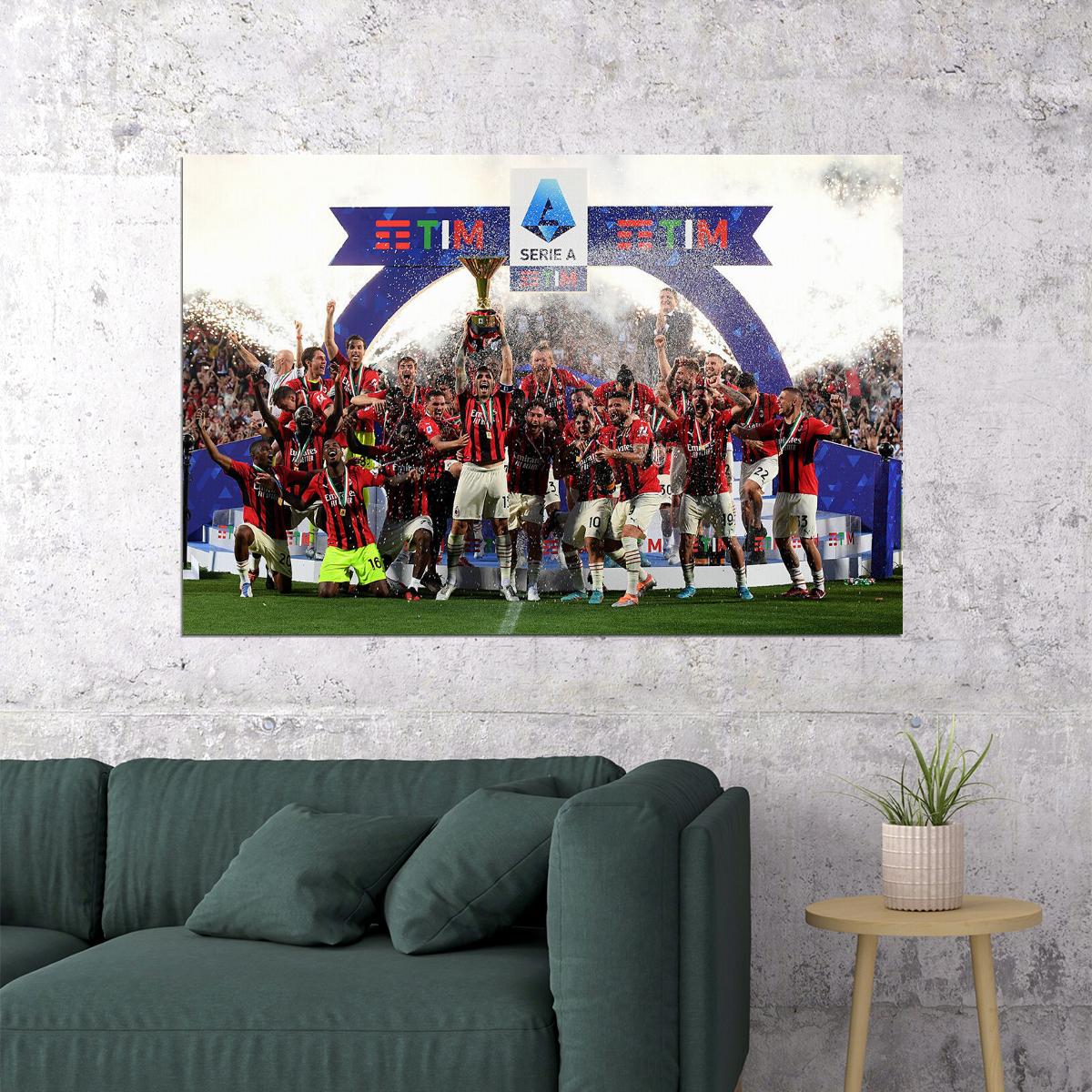 Milan 2021/22 Serie A Champions Football Poster Wall Art Print Home Wall Decor - xonomax